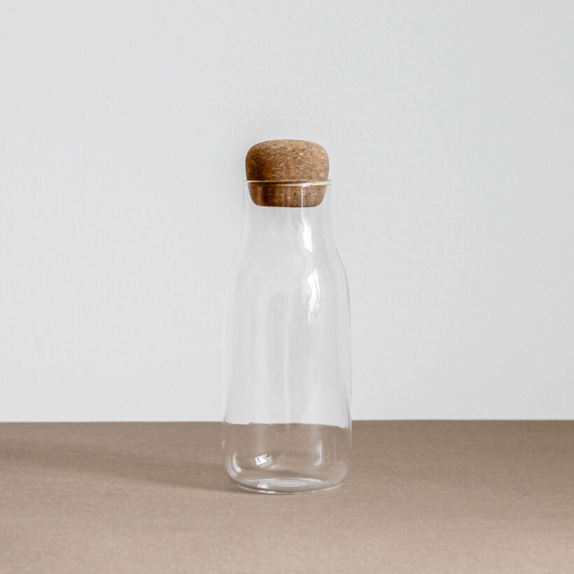 600ml glass canister/carafe/bottle with cork-lid available in Artifex Living store.