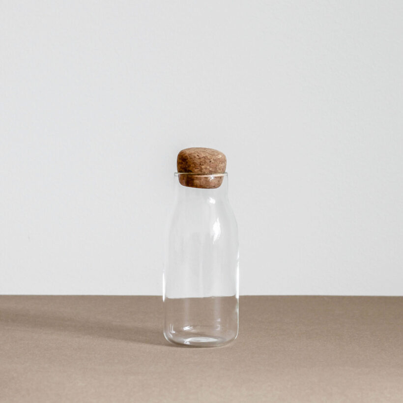 Bottlit 300ml glass canister/carafe/bottle with cork-lid available in Artifex Living store.