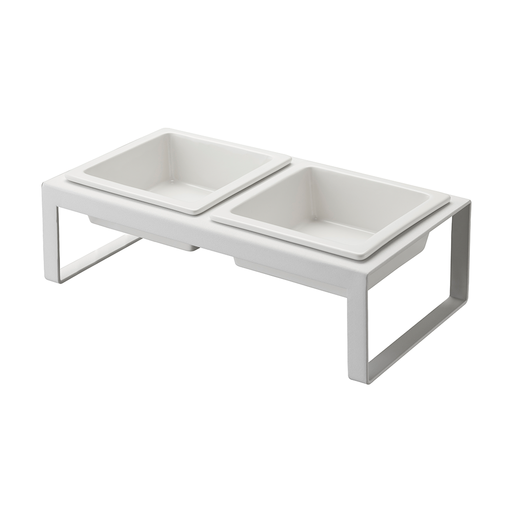 Pet food bowl with stand – white