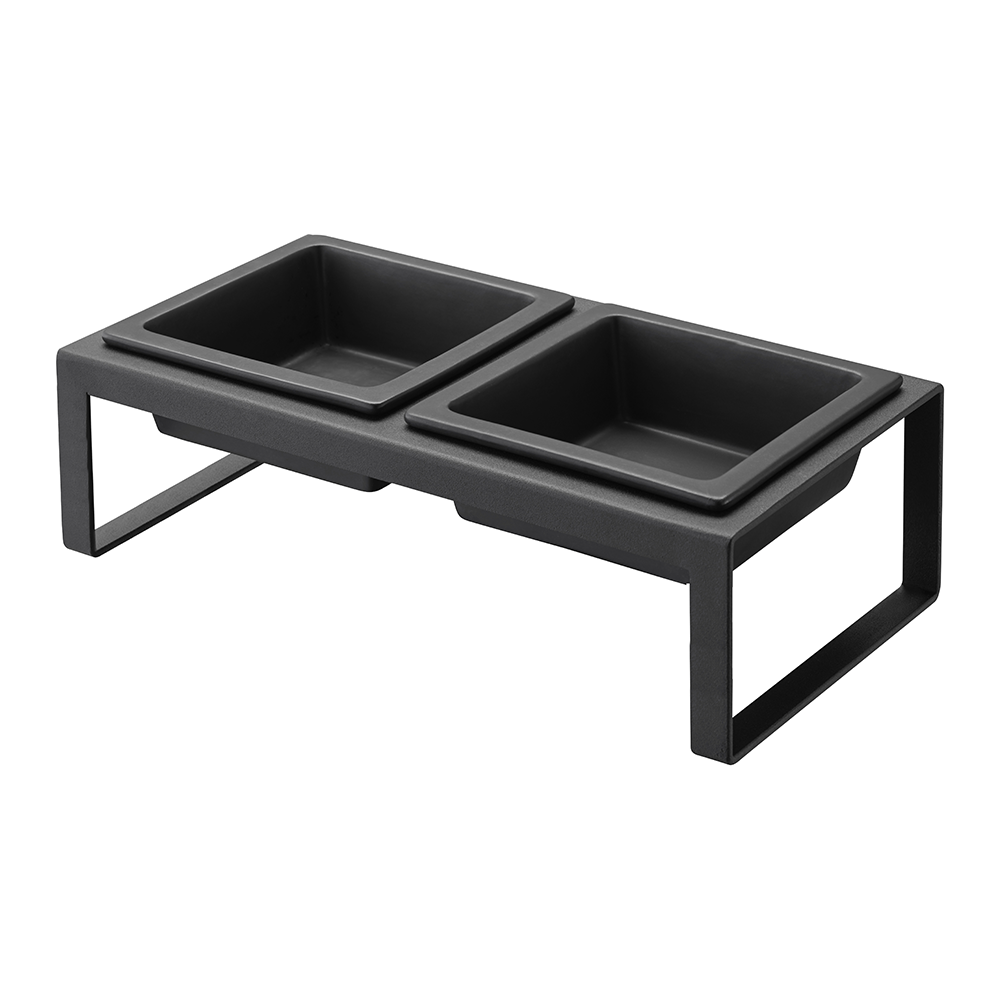 Pet food bowl with stand – black