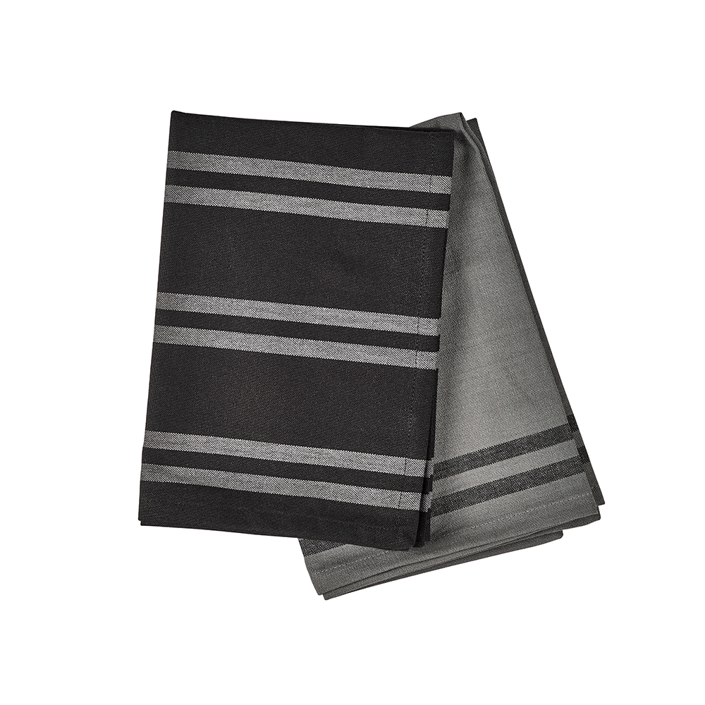Soft Kitchen Tea towel 2pcs – black/grey stripe