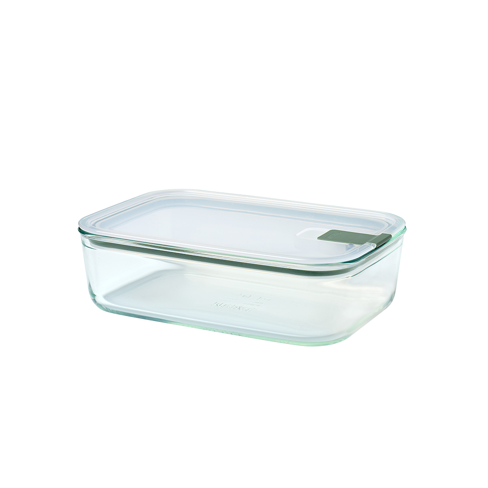Glass food storage box EasyClip 1500 ml – Nordic sage