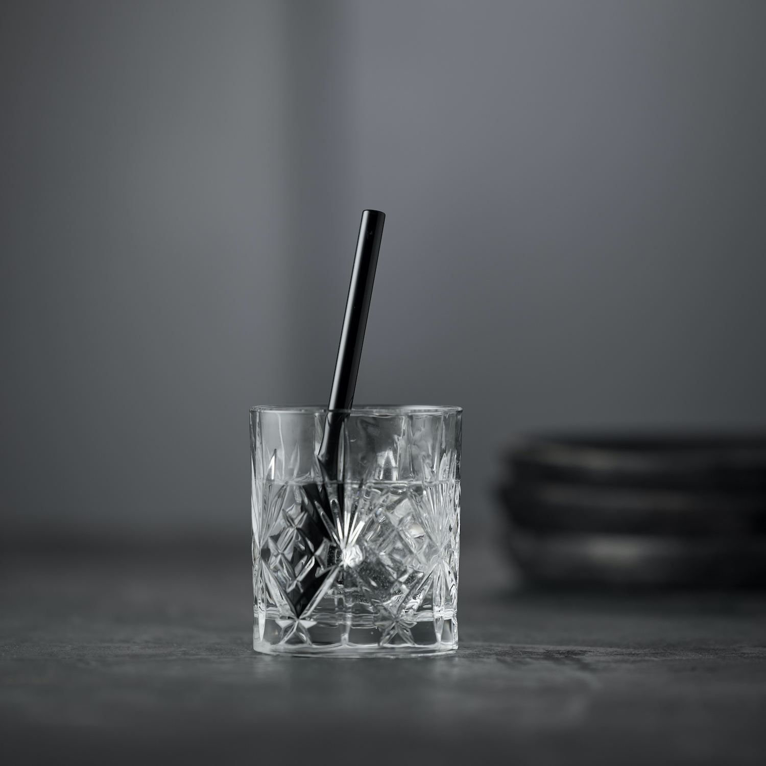Lyngby Glas straws 14,5 cm (6 pcs) – black